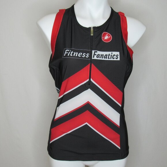 Castelli Black Red 1/2 Zip Cycling Sleeveless Bike Jersey Women's XXlarge - Picture 1 of 11